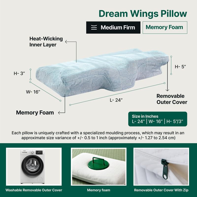 Butterfly Cervical Pillow For Neck & Shoulder Pain Relief - Orthopedic Pillow | Butterfly Pillow Memory Foam For Back & Side Sleeper | Dual Height Ergonomic Neck Support, Adjustable Pillow