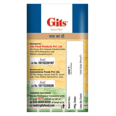 Natural Premium Desi Cow Ghee By Gits | Good Source Of Vitamin A, Delicious Healthy & Nutritious Pure Cow Ghee Perfect For Digestion | (200ml) 6.7 Ounce | Tin Pack
