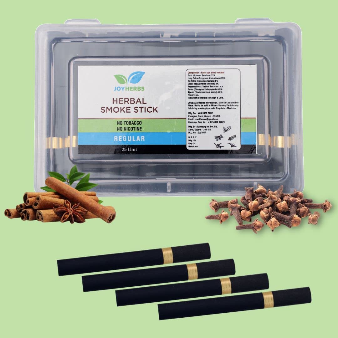 Ayurvedic Herbs Cigarette 1 Pack Of 25 Sticks - Regular Herbal Cigarette Smokes - Nicotine Free & Tobacco Free