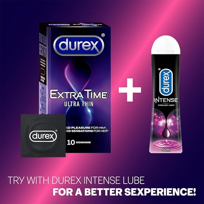 Durex Extra Time Ultra Thin Condom 10 Count (Pack Of 3)