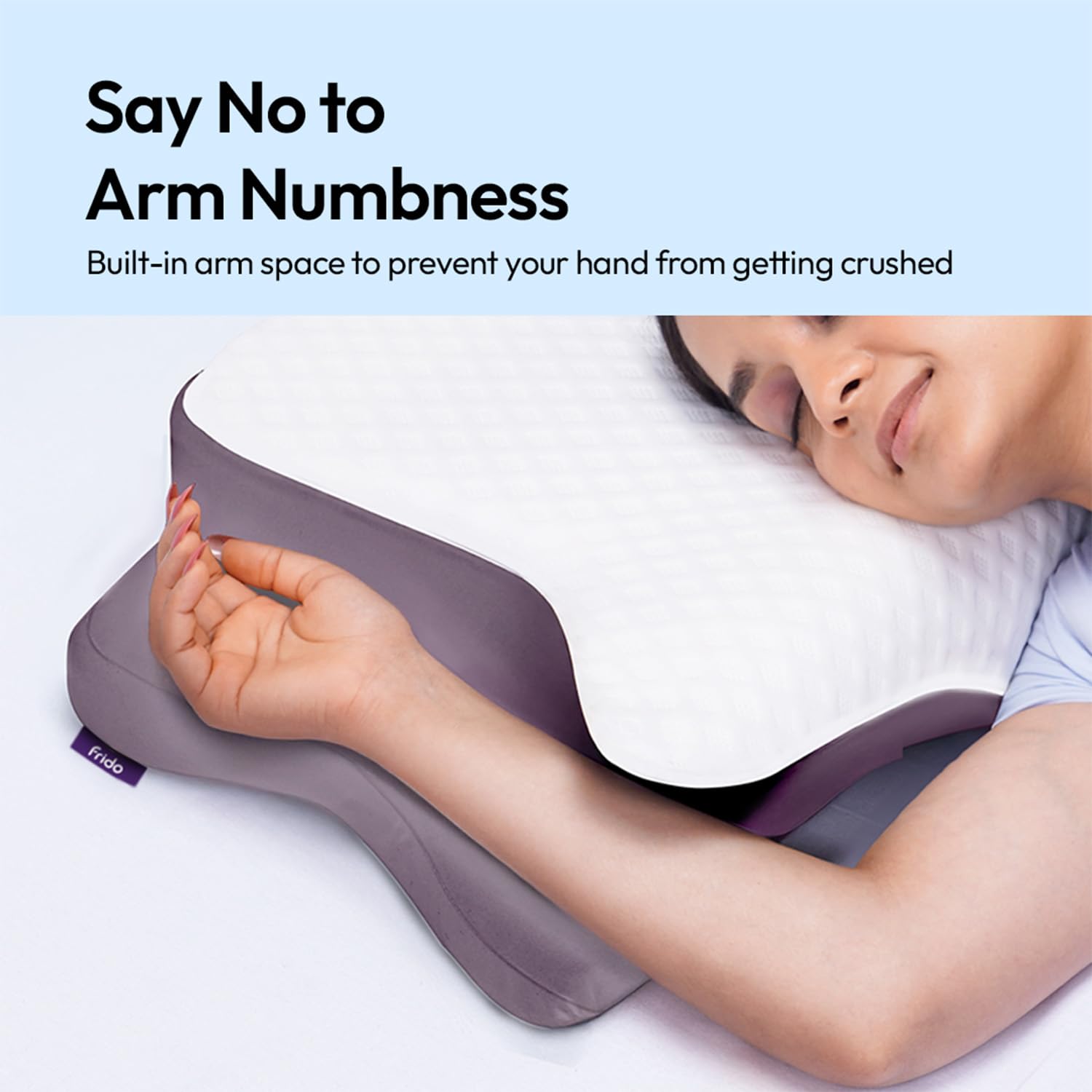 Cervical Butterfly Pillow, Orthopedic Memory Foam Pillow, Grey & White | For Neck & Shoulder Pain Relief | Ergonomic Contours, Pillow For Side Sleepers With Arm Support - Pack Of 1
