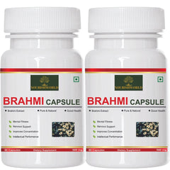 Nourishworld Brahmi Capsules Pure Herbs For Mind Wellness, Helps Improves Alertness | 60 Capsules 100gm 0.2lbs Each Pack Of 2