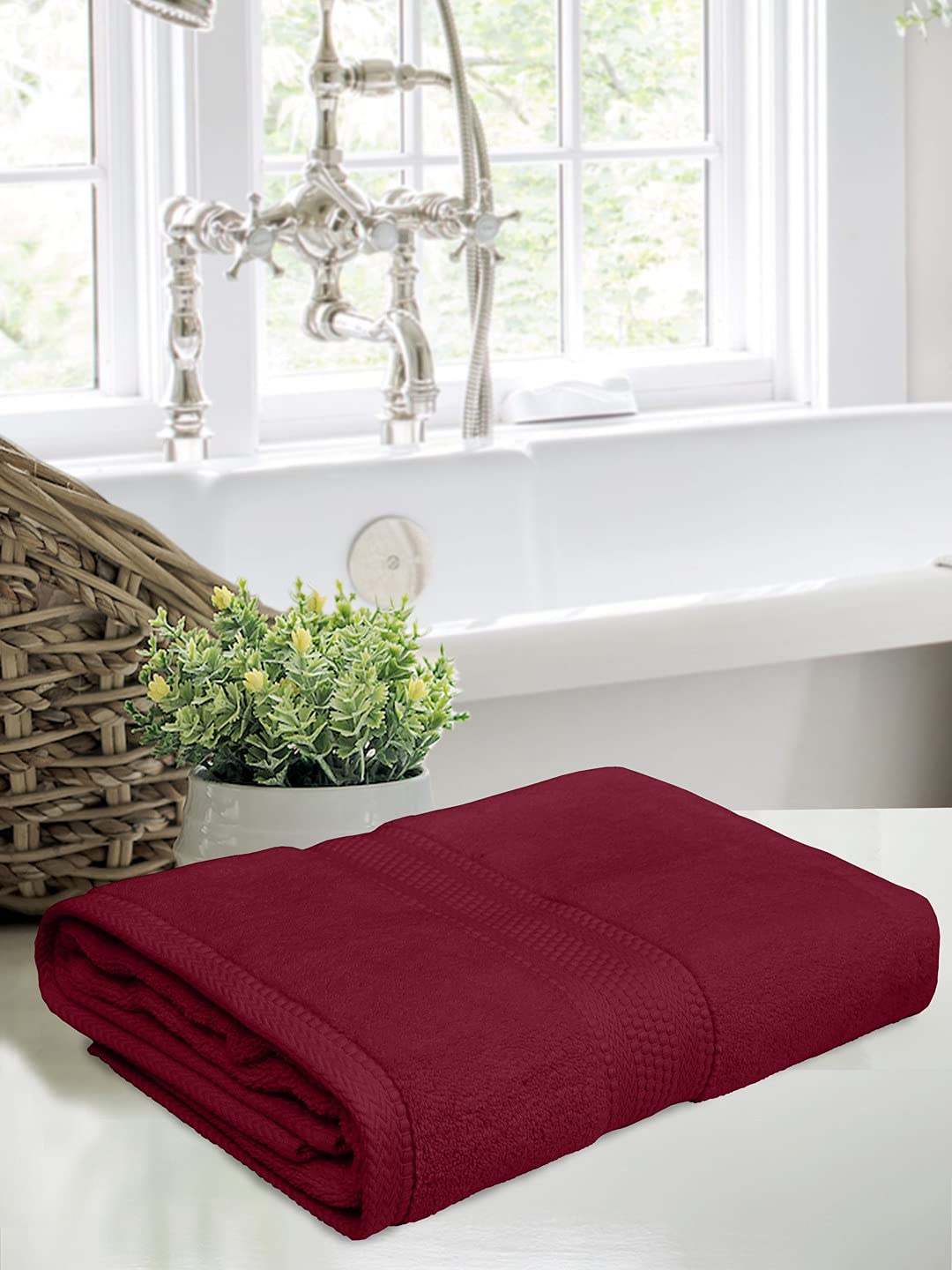 Bombay Dyeing Super Ultrx Zero Twist Plain Dyed Cotton Bath Towel 650 Gsm (Marron)