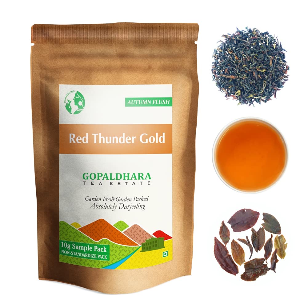 Gopaldhara Royal Collection Of Darjeeling Tea Sample Pouches - Pack Of 4 Teas X 10gm, 0.35 Ounce Each | Second Flush+ First Flush+ Autumn Flush+ Green Tea - Low Caffeine Loose Leaves