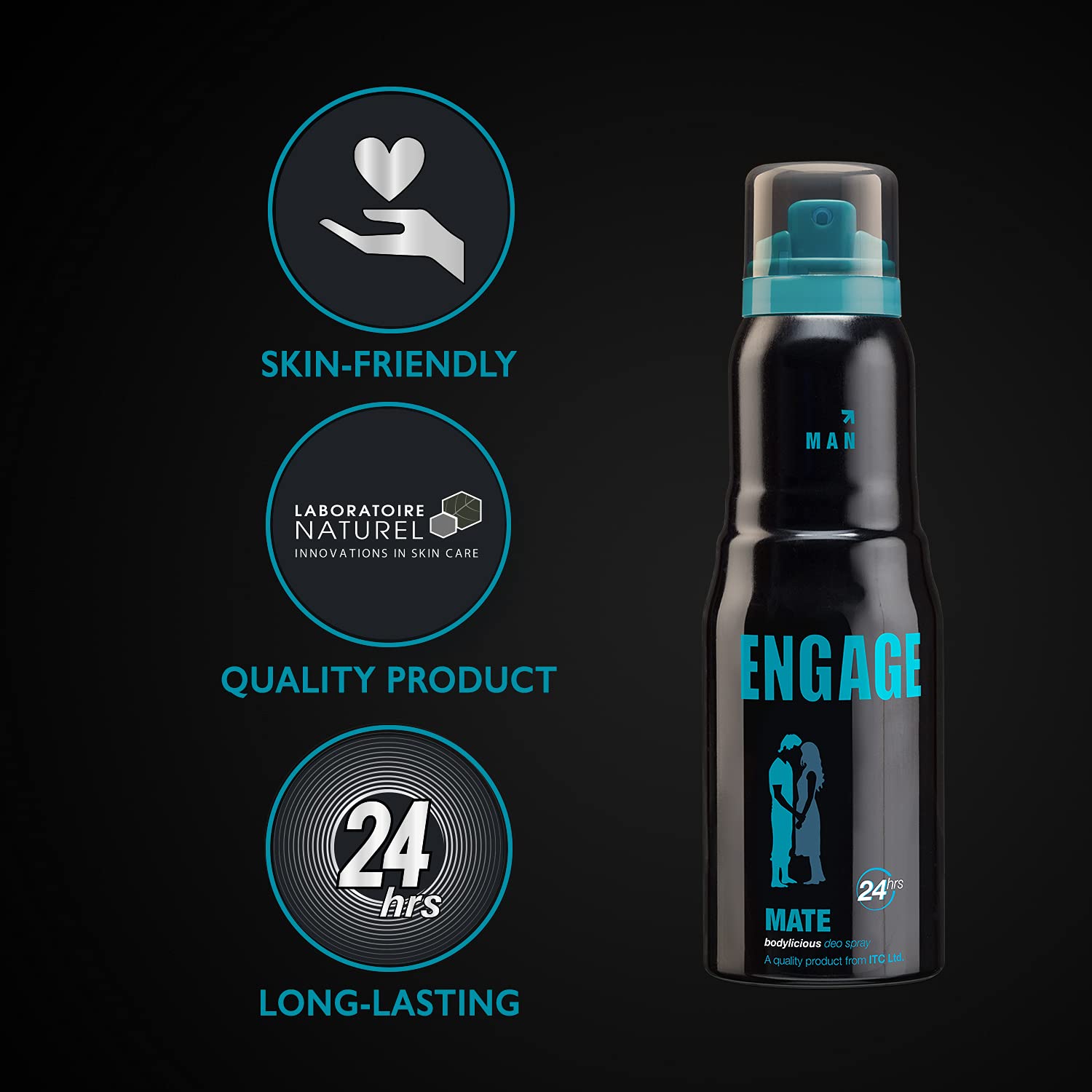 Engage Mate Deodorant For Men Citrus And Fresh Skin Friendly | 150ml 5 Fl.oz. | Ideal For Men