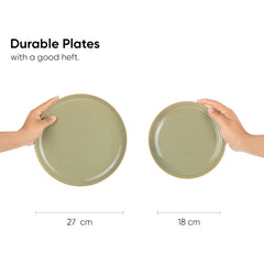 Ceramic Dinner Set Of 21 Pcs, Pistachio Green | Crockery Set, Dining Sets Crockery Items - 6 Dinner Plates+ 6 Quarter Plates+ 6 Veg Bowls, 180ml Each+ 2 Medium Bowls, 1000ml Each+ 1 Large Bowl, 1500ml