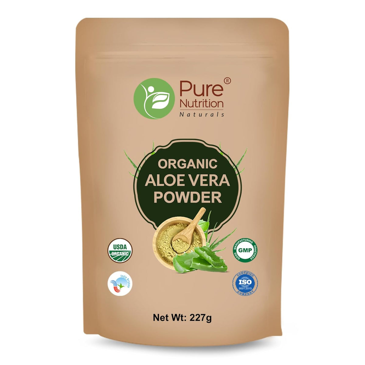 Pure Nutrition Organic Aloe Vera Powder 100% Organic, Supports Digestive Health, Promotes Skin Wellness, Hydrates & Nourishes, Convenient Powder, 227gm 0.5lbs