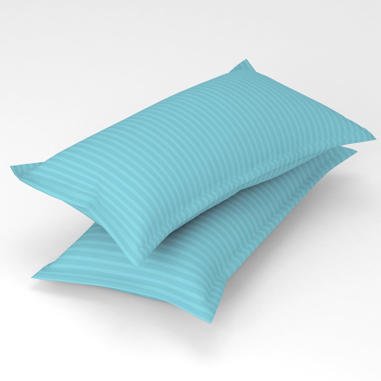 Cotton Elastic Fitted King Size Double Bed Bedsheet With 2 Pillow Covers - 72x78x6 Inches, Aqua Blue | Durable Bedsheets For Everyday Comfort