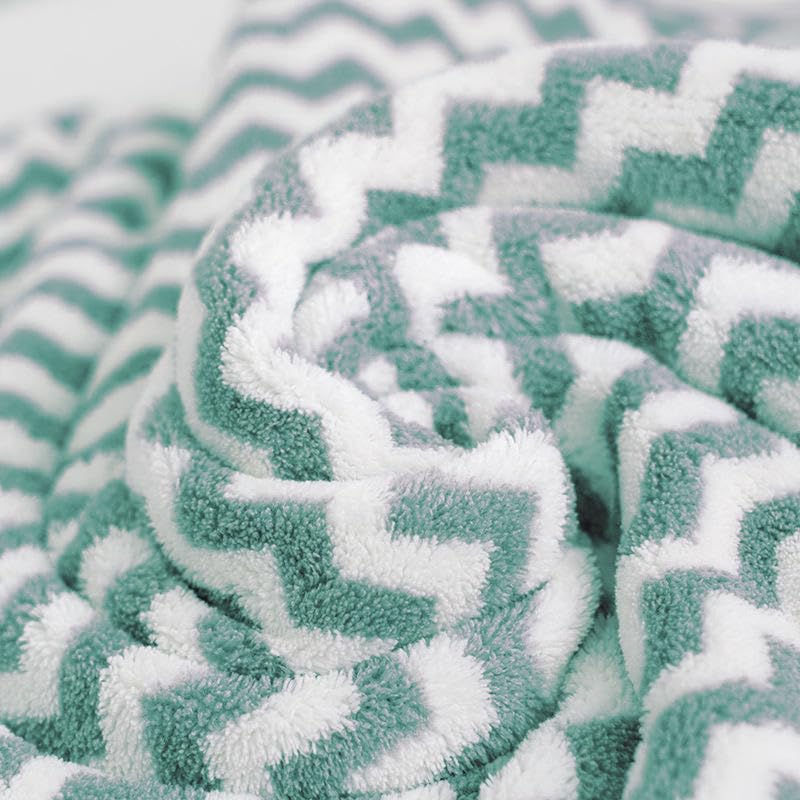 Black Gold The Finer Touch Microfiber Zigzag Bath Towel 1400 Gsm | Soft & Quick Dry Towel Lightweight & Absorbent Use For Men & Women (Peacock Green) - Pack Of 4