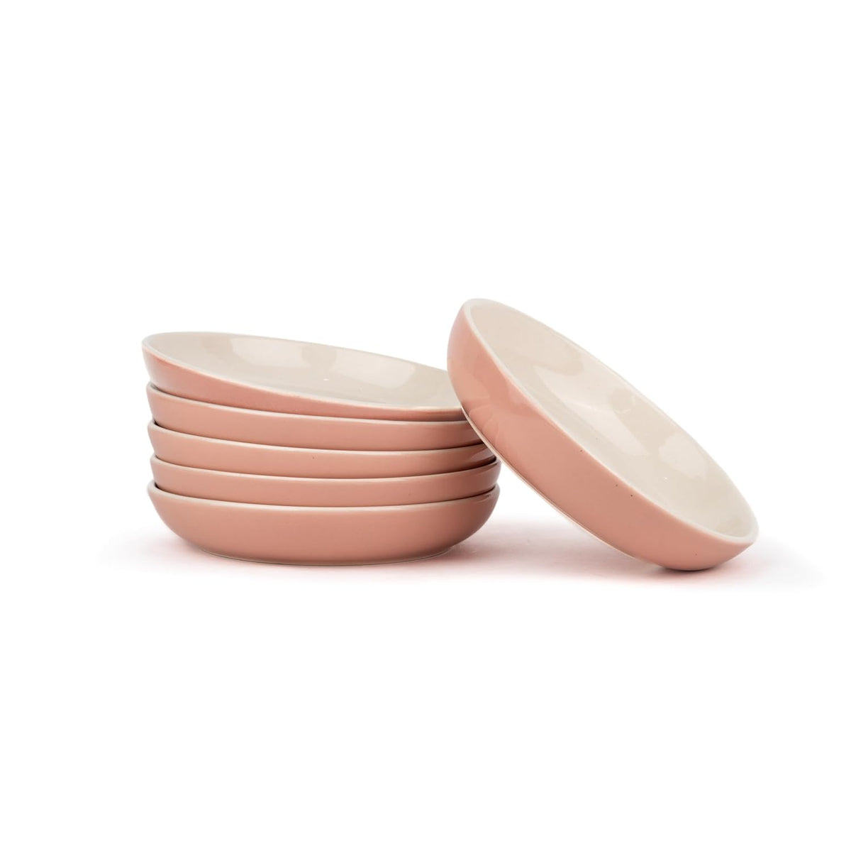 Snack Plates Set Of 6, Pink Slow Series | Snacks Plates Set - Dessert Plates | Small Plates With Glossy Finish - Deep Snack Plates | Microwave Safe & Chip Resistant