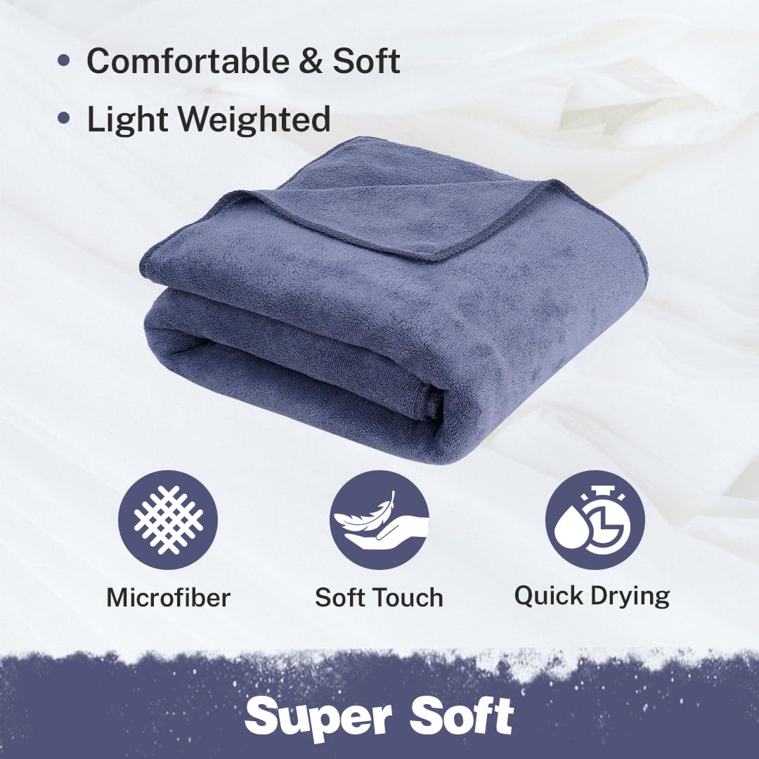 Fezora Microfiber Bath Towel 400 Gsm | For Men & Women Soft & Absorbent Weft Knitting Towels | Quick Dry Large Size Towel (Dark Grey & Beige) - 2 Piece
