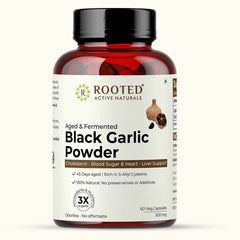 Rooted Actives Natural Garlic Capsules Aged & Fermented Black Garlic Capsules Rooted, Significantly Increases Its Beneficial Compounds | 60 Capsules 100gm 0.2lbs