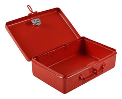Aluminium Cash Box With Lock, For Jewellery Storage & Organizing - Ideal For Wardrobe, Desktop Locker Safe Peti Metal Container 10" (10" L X 6.5" W X 3" H), Colour - Red