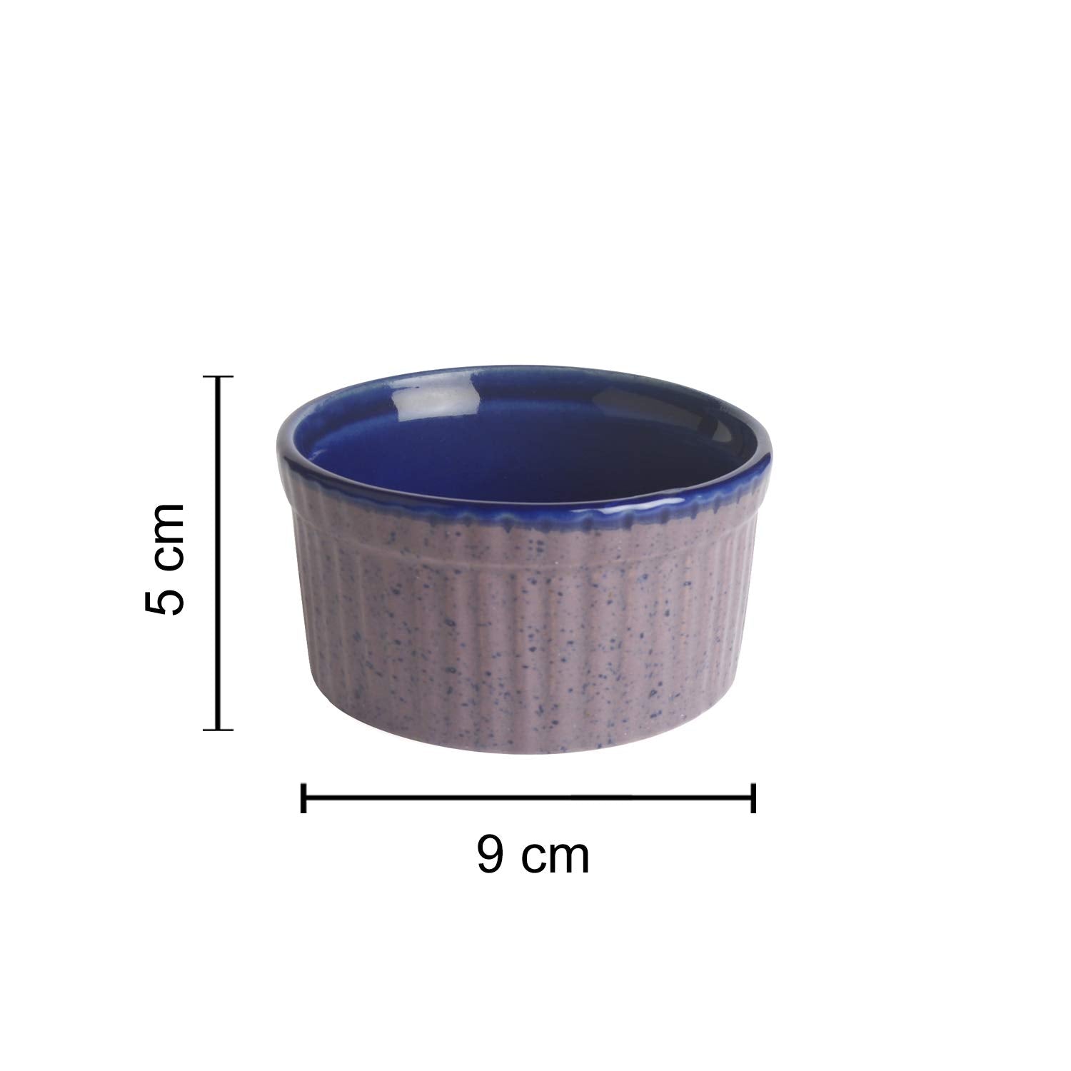 Studio Pottery Ceramic Dessert Dip Bowls Set Of 2 - Purple & Blue, 150ml Each | Chutney Bowls - Ketchup Bowls