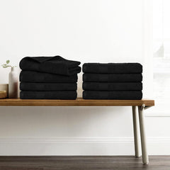 Bless Berries Soft Comfort 100% Cotton Bath Towel 4000 Gsm | Large Size Bathroom Towel For Men & Women (Black) - Pack Of 8
