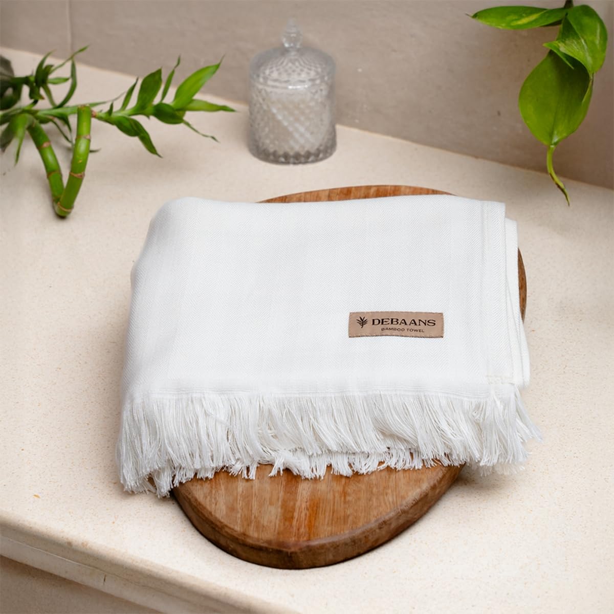 Debaans 100% Bamboo Large Bath Towel 350 Gsm | Buttery Soft, Ultra-Absorbent Lightweight Anti-Microbial, Hypoallergenic Quick Dry Towel (Ivory)
