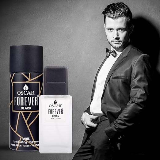 Oscar Exclusive Combo Of 2 Gift Collection Of Forever Black Paris 150ml 5 Fl.oz.with Forever Paris Eau De Parfum 60ml 2 Fl.oz. | Premium Long Lasting Perfume For Men & Women| Skin Friendly Unisex Perfume