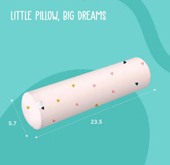 Premium Memory Foam Bolster Pillow, Triangles Print - 24 X 6 Inch | For Colic, Acid Reflux, Spit Up | Washable Cover, Hypoallergenic, Lightweight | Soft & Breathable Fabric Pillow