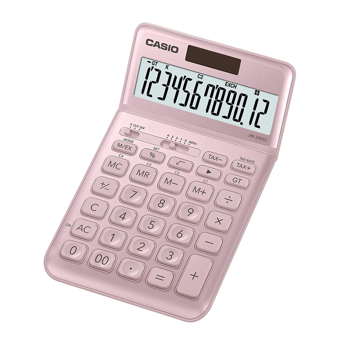 Casio Jw-200sc-pk Premium & Stylish Calculator (Pink) | 12 Digits, 2-way Powered - Calculation, Currency Exchange Calculation, Percentage