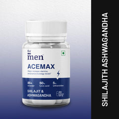 Formen Acemax Capsules For Men, Shilajit Ashwagandha, Ayurvedic Supplements, Enriched With 50% Fulvic Acid, Ashwagandha, & Black Pepper Extract, Comprises Natural | 30 Capsules 50gm 0.1lbs