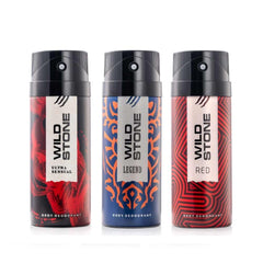 Wild Stone Ultra Sensual Red & Legend Deodorants Body Spray 600ml 20.2 Fl.oz. | Perfect Gift Set For Men | Pack Of 3