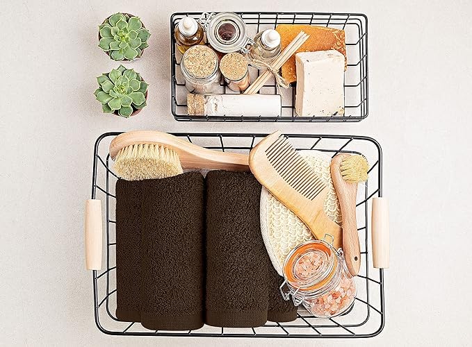 Jenny Denial 100% Cotton Soft Face Towel 1300 Gsm | Super Absorvent & Quick Dry - Pack Of 10 Pcs (Brown)
