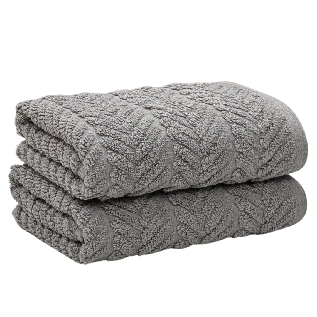 Stamio Cotton Hand Towels 400 Gsm | Home & Kitchen Use, Gym, Wash Basin, Sports | Soft, Absorbent, Quick Dry, Full Large Size (Set Of 2)- Grey