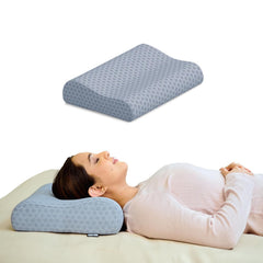 Memory Foam Cervical Pillow, Neck Pain Relief Sleep, Queen- 19 X 11 X 3.5 Inch | Grey Jacquard Cover, Improves Posture Spinal Alignment, Pain Relief | Healthy Sleep Conditions - Pack Of 1