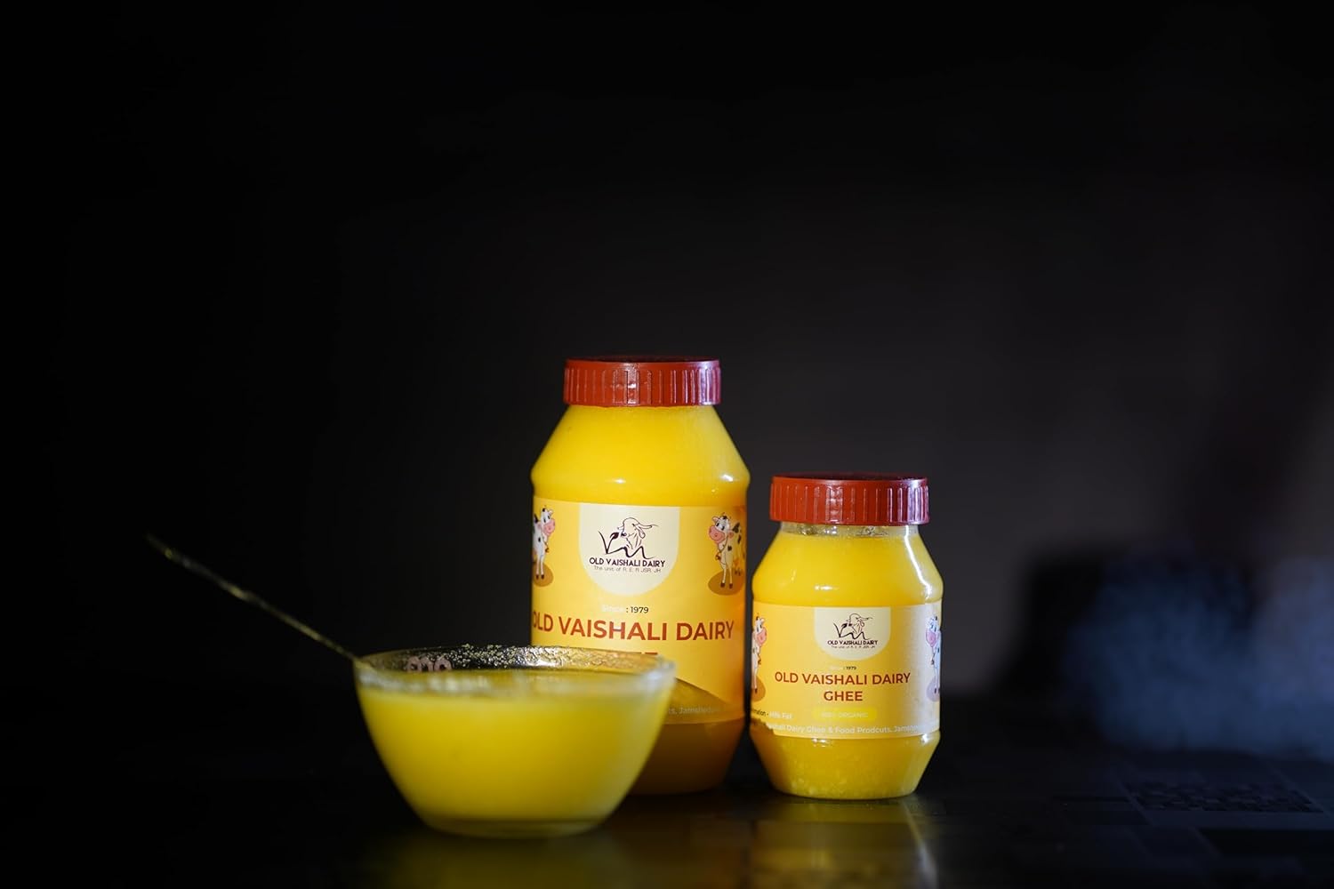 Pure Desi Cow Ghee By Old Vaishali Dairy | Natural & Healthy Indian Gir Cow Ghee Good For Roast Makhana | (500ml) 16.9 Ounce | Jar Pack