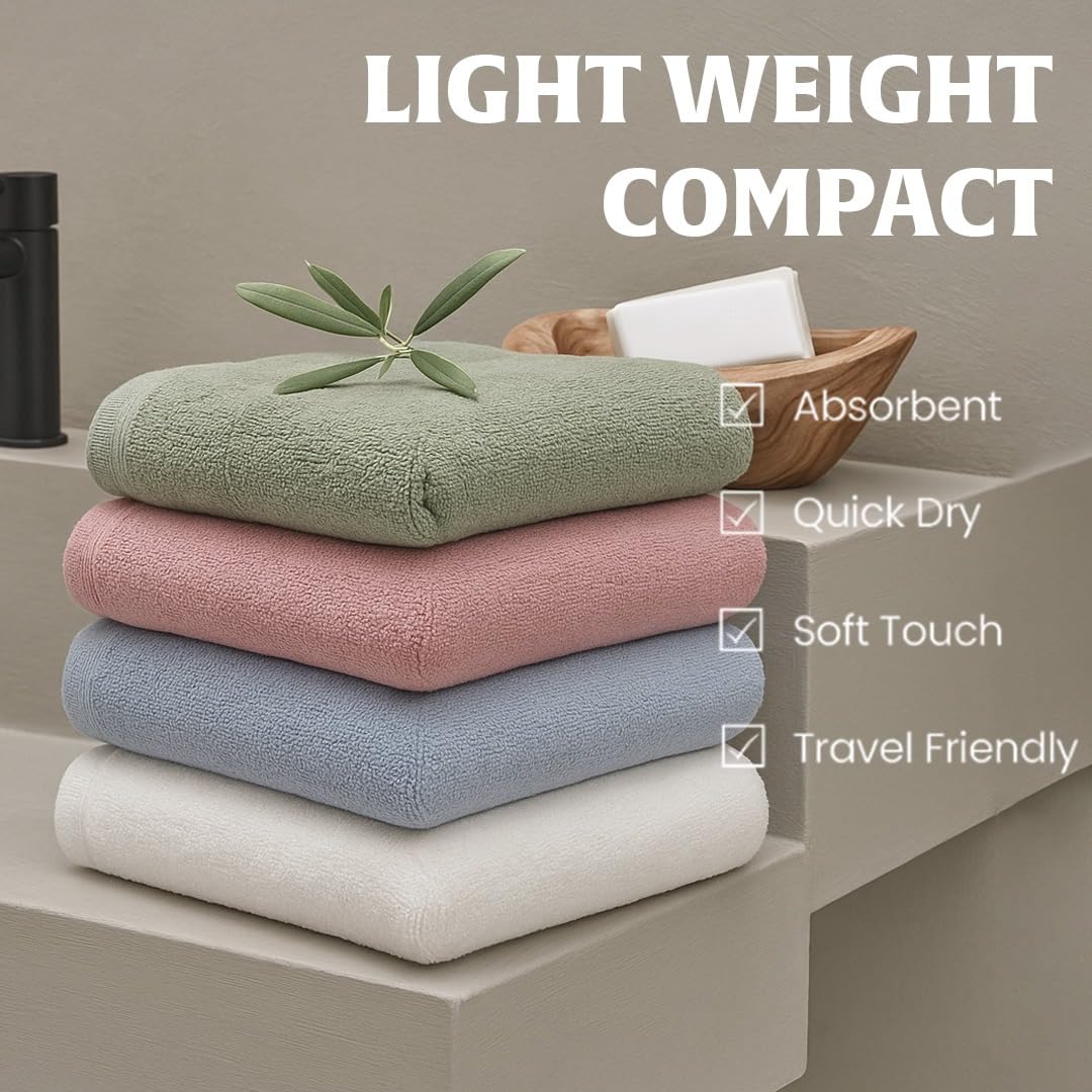 Essencenest Ultra-Soft Bamboo Fiber Bath Towel 450 Gsm, Eco-Friendly, Antibacterial & Antifungal (Green)