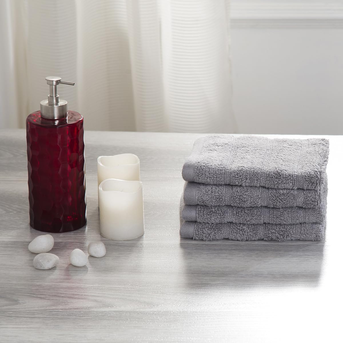 Maspar 100% Cotton Casper Face Towel 700 Gsm (Grey) - 4 Pcs