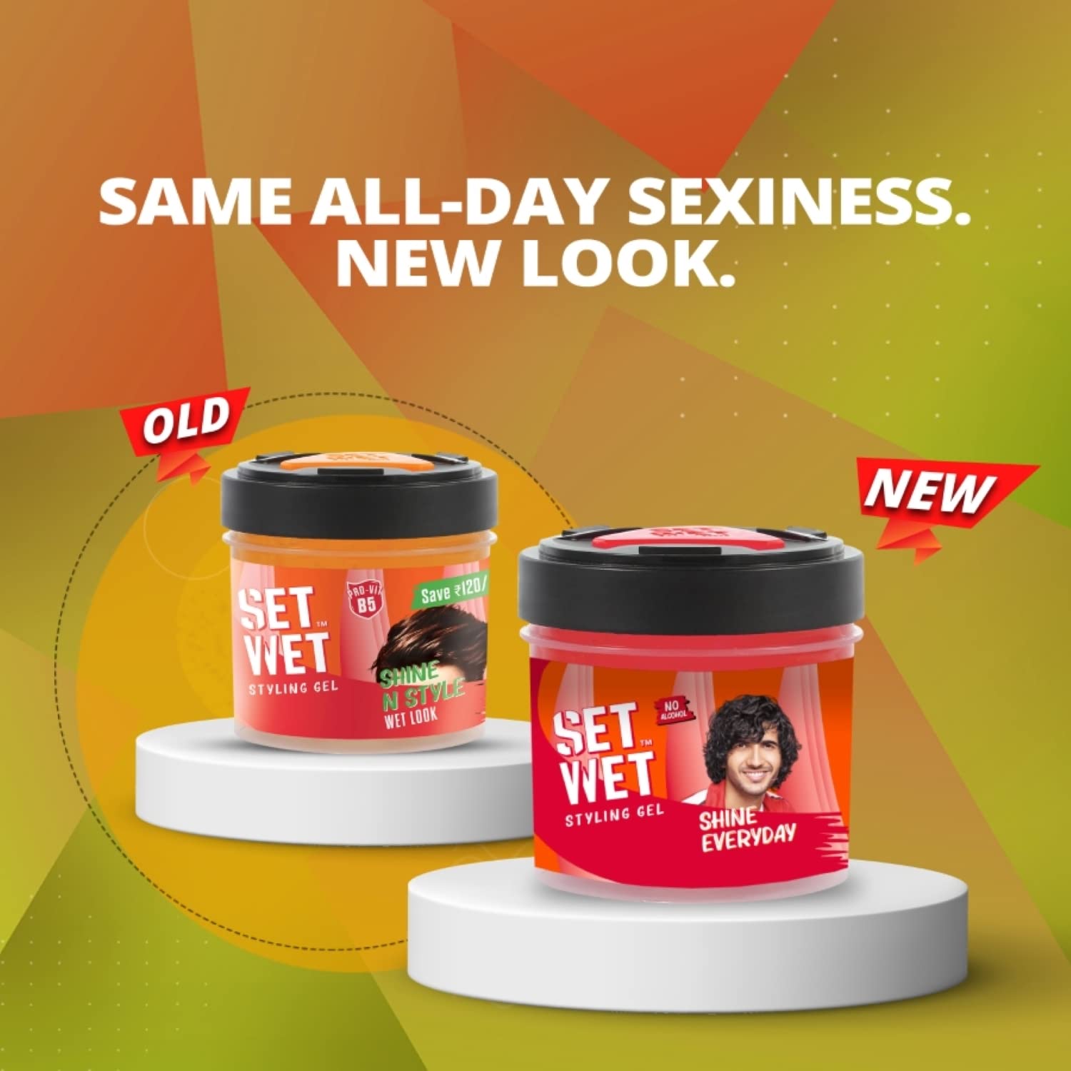 Set Wet Styling Hair Gel For Men Shine Everyday , 250gm 8.8 Oz. | Light Hold , High Shine | For Long Hair | No Alcohol , No Sulphate