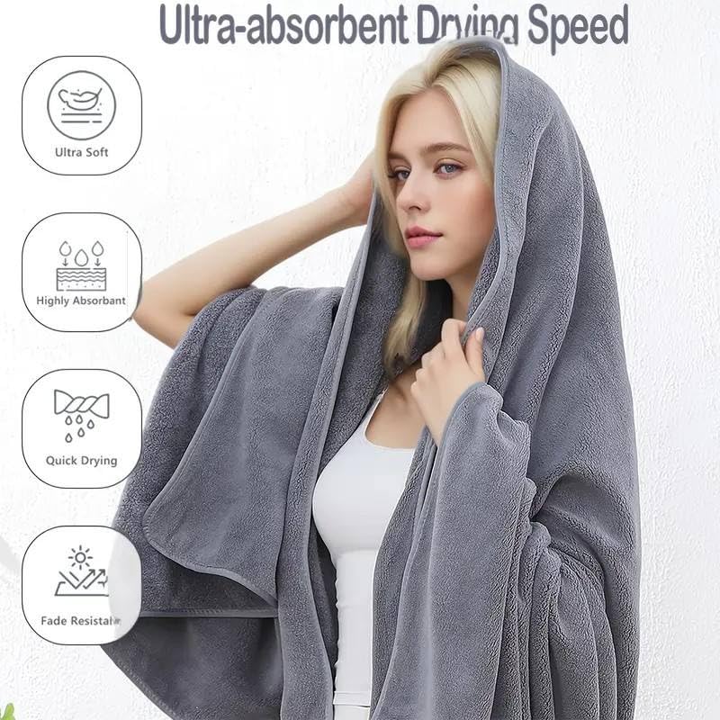 Cotton Bolls Textiles Premium Microfiber Bath Towel 400 Gsm | Ultra-Soft, Quick Dry Super Highly Absorbent, Superior Comfort, Durable & Elegant Design Towel (Dark Grey)