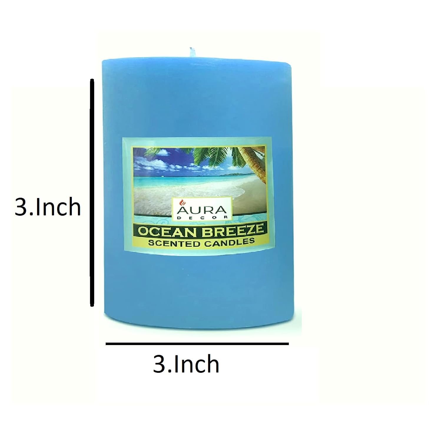 OCEAN BREEZE HIGHLY FRAGRANCE PILLAR CANDLE 3INCH BUNNING TIME 8 HOURS