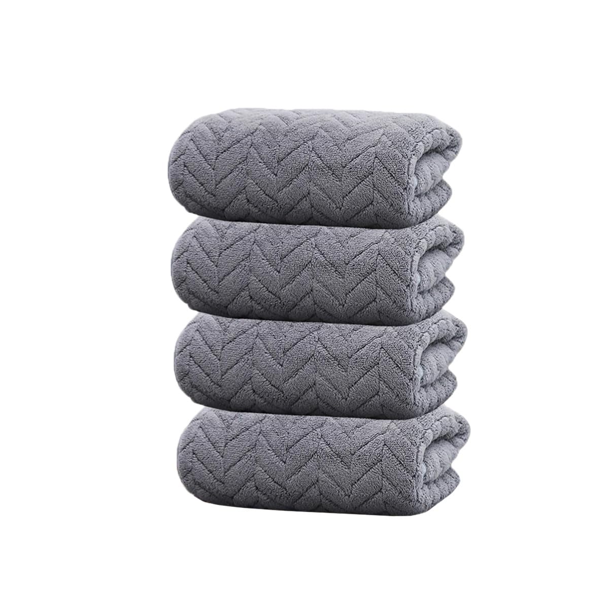 Housse Microfiber Nova Coral Fleece Face Towel 600 Gsm | Ultra Soft Super Absorbent Towels For Gym, Yoga & Beach (Grey) - Pack Of 4