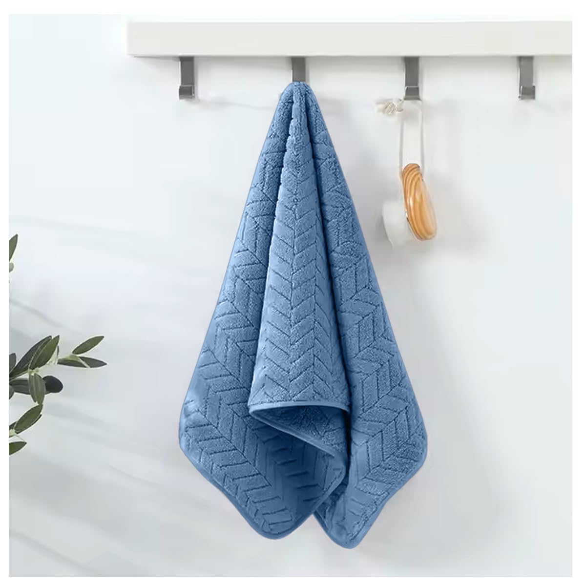 Housse Microfiber Nova Coral Fleece Hand Towel 800 Gsm | Ultra Soft Super Absorbent Towels For Gym, Yoga & Beach (Blue) - Pack Of 4
