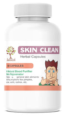 Sanmesh Ayurvedic's Skin Clean Herbal Capsules Enriched With Mahamanjishtadhi Quath, Tulsi, Neem, Haldi, Giloy & Triphala 12 Ingredients For Pimples, Acne, Warts & Rashes | 60 Capules 100gm 0.2lbs