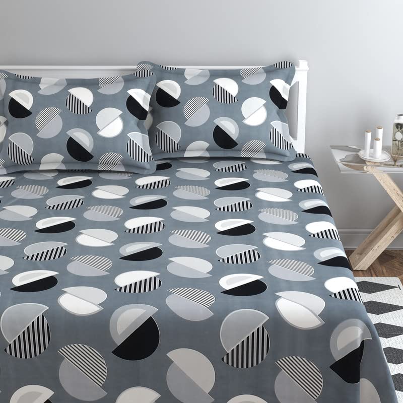 Super King Size Bedsheets With 2 Large Pillow Covers - 108 X 108 Inches, Grey & Black | Luxury Soft Brushed Glace Cotton - Long Lasting & Wrinkle Free | 3 Pcs Set