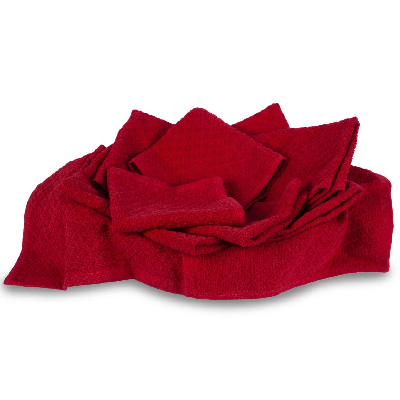 Divine Overseas Cotton Terry Face Towels 1600 Gsm | Soft & High Absorbent (Red) - Pack Of 12