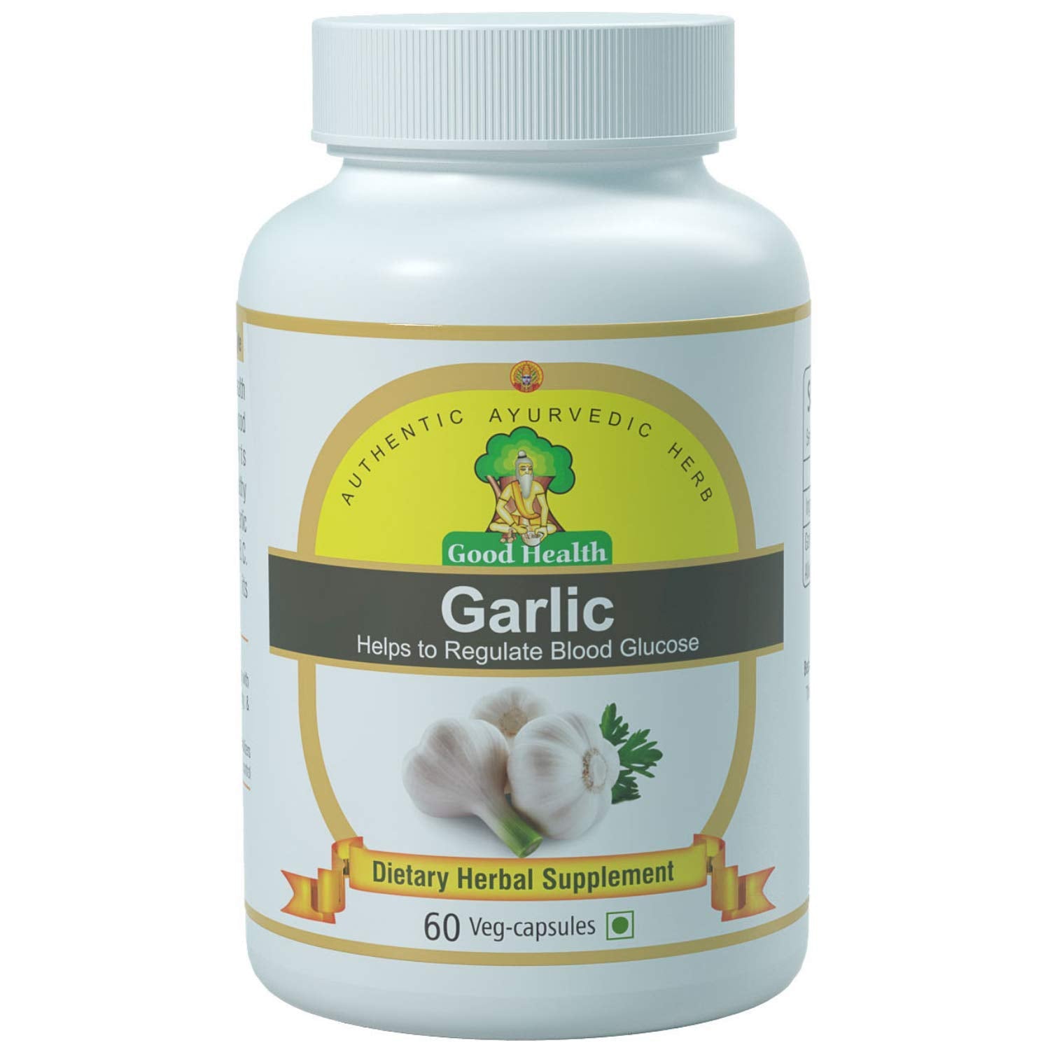 Sushrut Ayurved Industries Garlic Extracts 500mg Dietary Herbal Supplement, Fight Sickness Includes Common Cold, Properties To Reduce Blood Pressure & Glucose | 60 Veg Capsules 100gm 0.2lbs