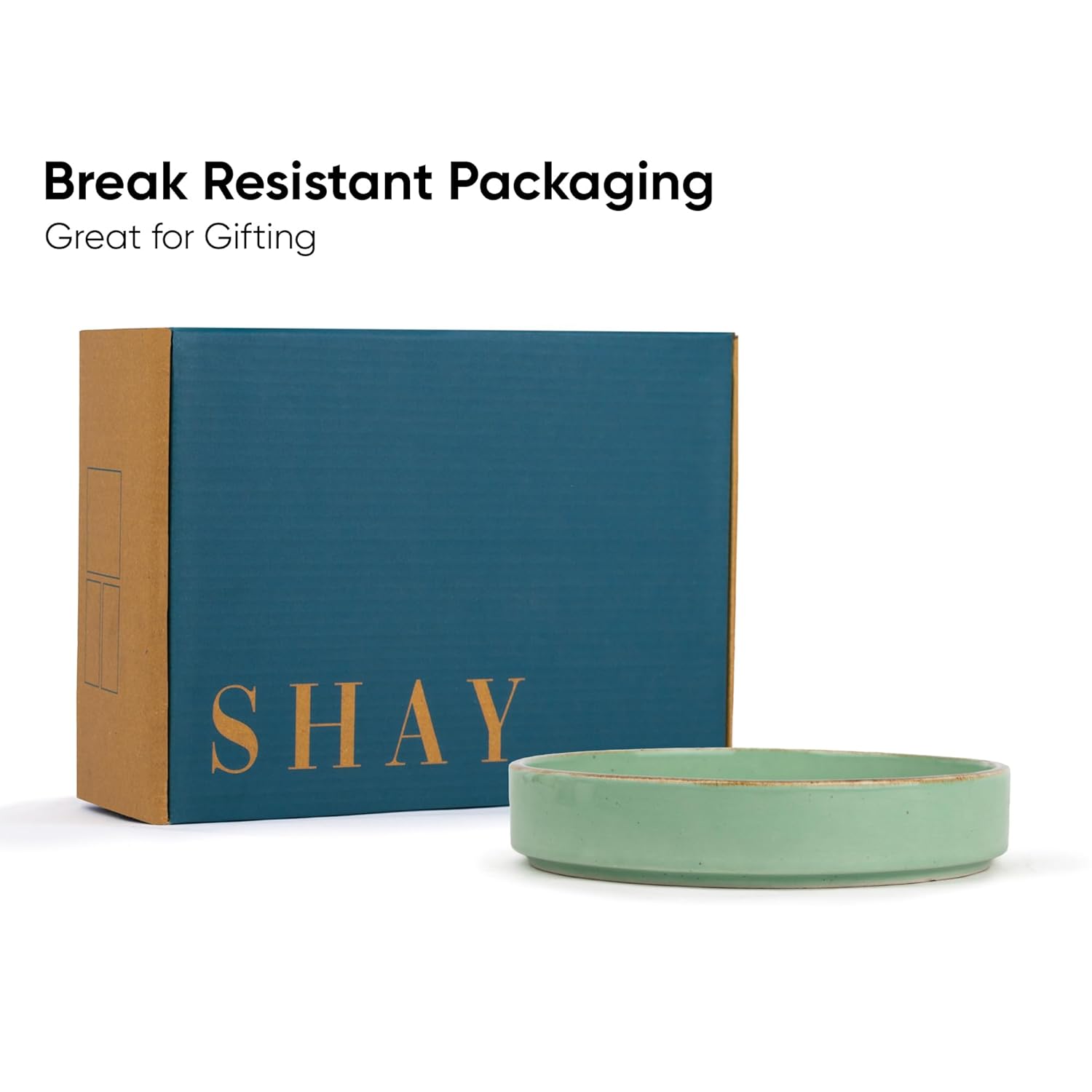 Stackable Ceramic Pasta Bowl Set Of 2 Pieces - 22cm, Mint Speckle | Ceramic Pasta Plate With Matte Finish | Deep Plate - Ceramic Bowl | Pasta Serving Plate