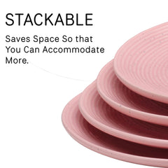 Ceramic Reactive Hand Glazed Stoneware Large Dinner Plates Set Of 4 - 10.6 Inch, Blush Pink | Microwave Safe & Dishwasher Safe – Handcrafted Dinner Plates