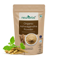 Neuherbs Organic Ashwagandha Powder, Ayurvedic Support For Stress, Mental Calmness & Anxiety Issues, Certified Organic | 100gm 0.2lbs