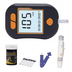 Control D Advanced Digital Glucose Blood Sugar Testing Monitor With 5 Strips Glucometer