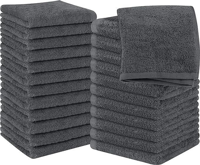 Jenny Denial 100% Cotton Soft Face Towel 1300 Gsm | Super Absorvent & Quick Dry - Pack Of 10 Pcs (Dark Grey)