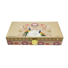 Gold Plated Velvet Touch Mgi Floral Decorative Box, Wedding Fancy Shagun Cash Box, Jewellery Box, Money Box, Gaddi Box, Colour - Multicolour, Pack Of 4