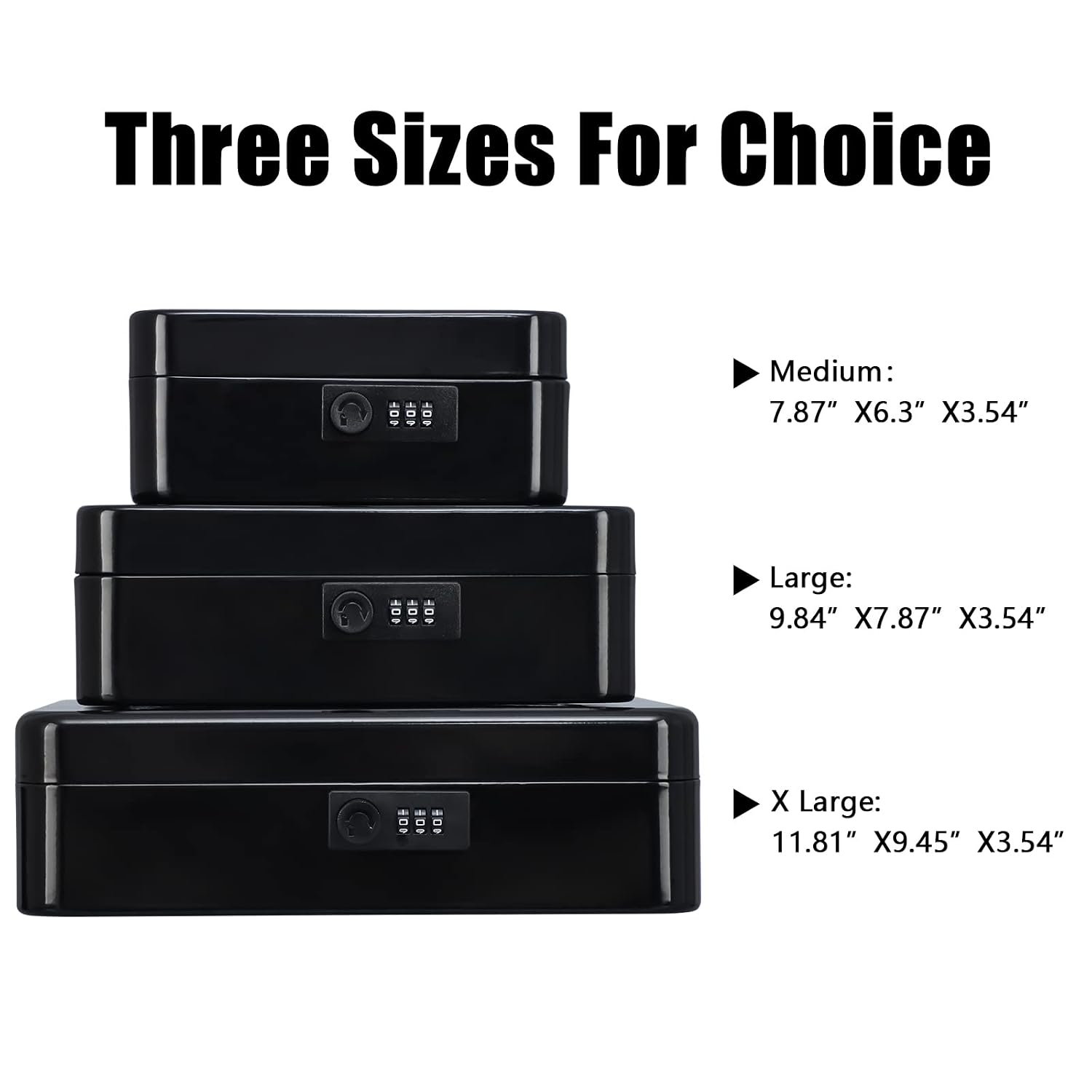Medium Metal Cash Box With Combination Lock Safe & Money Tray For Security 7.87"X 6.30"X 3.54" Colour - Black