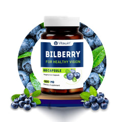 Vitawin Bilberry For Healthy Vision & Eye Care, Ultimate Health & Nutrition Supplements, Helps To Support Healthy Eye Function 500mg | 60 Veg Capsules 100gm 0.2lbs