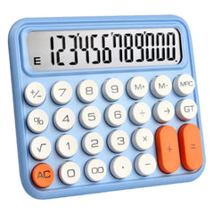 Skofri Mechanical Calculator 12 Digit Extra Large 5-inch LCD Display, Battery Desk Calculator, Big Buttons Easy To Press Use As Office Calculators Desktop, 15°tilt Screen For Kids Calculator (Blue)