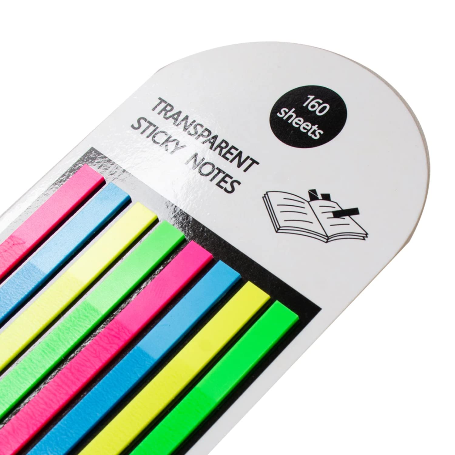 Transparent Long Page Neon Highlighter Strips Sticky Index Tabs Multicolor 160 Sheets - Pack Of 1